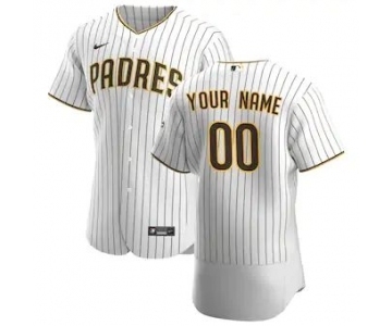 Men's San Diego Padres 2020 Home Custom Flexbase Jersey - White Brown