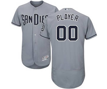 Men's San Diego Padres Customized Gray Road Flex Base Custom Baseball Baseball Jersey