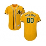 Men's Oakland Athletics Customized Alternate Gold Flex Base Custom Baseball Baseball Jersey