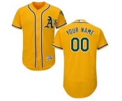 Men's Oakland Athletics Customized Alternate Gold Flex Base Custom Baseball Baseball Jersey