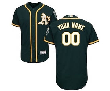 Men's Oakland Athletics Customized Alternate Green Flex Base Custom Baseball Baseball Jersey