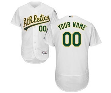 Men's Oakland Athletics Customized Home White Flex Base Custom Baseball Baseball Jersey