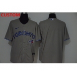 Men's Toronto Blue Jays Custom Gray Stitched MLB Cool Base Nike Jersey