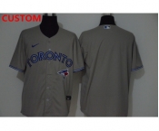 Men's Toronto Blue Jays Custom Gray Stitched MLB Cool Base Nike Jersey