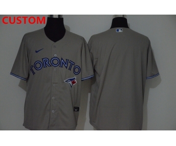 Men's Toronto Blue Jays Custom Gray Stitched MLB Cool Base Nike Jersey