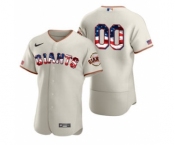 Men's San Francisco Giants Custom Cream Fluttering USA Flag Limited Edition Authentic Baseball Jersey