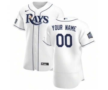 Men's Tampa Bay Rays Custom White Home 2020 World Series Bound Authentic Player Baseball Jersey