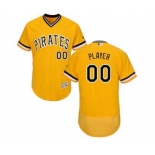 Men's Pittsburgh Pirates Customized Alternate Gold Flex Base Custom Baseball Baseball Jersey