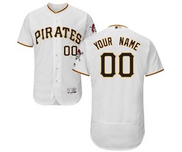 Men's Pittsburgh Pirates Customized Home White Flex Base Custom Baseball Baseball Jersey