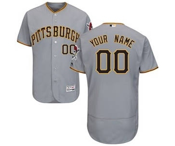 Men's Pittsburgh Pirates Customized Road Gray Flex Base Custom Baseball Baseball Jersey