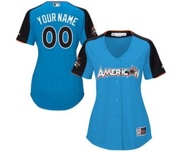 Women's American League Customized Blue 2017 Baseball All-Star Game Personalized Home Run Derby Jersey