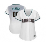 Women's Arizona Diamondbacks Customized White Aqua Alternate Cool Base Custom Jersey