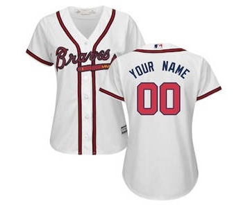 Women's Atlanta Braves Customized White Home Cool Base Custom Jersey