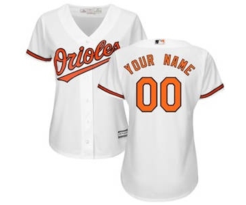 Women's Baltimore Orioles Customized White Home Cool Base Custom Jersey