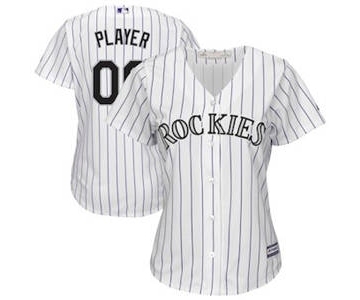 Women's Colorado Rockies Customized White Home Cool Base Custom Jersey