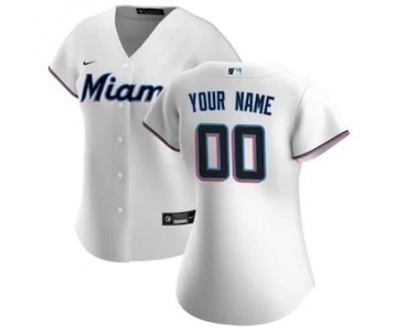 Women's Miami Marlins 2020 Home Replica Custom Jersey - White