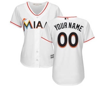 Women's Miami Marlins Customized White Home Cool Base Custom Jersey