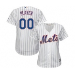 Women's New York Mets Customized White Royal Home Cool Base Custom Jersey