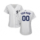 Women's New York Yankees Customized White Navy Home Cool Base Custom Jersey