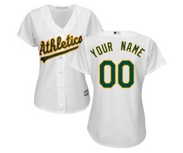 Women's Oakland Athletics Customized White Home Cool Base Custom Jersey