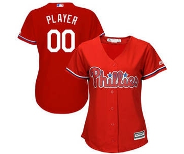 Women's Philadelphia Phillies Customized Scarlet Cool Base Alternate Jersey