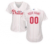 Women's Philadelphia Phillies Customized White Red Home Cool Base Custom Jersey