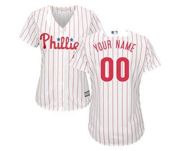 Women's Philadelphia Phillies Customized White Red Home Cool Base Custom Jersey