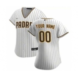 Women's San Diego Padres 2020 Home Replica Custom Jersey - White Brown