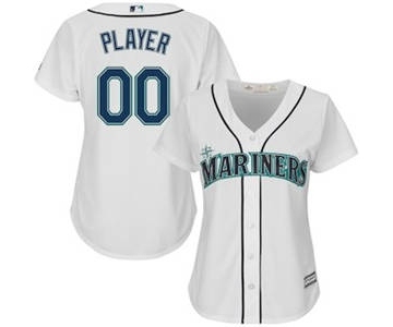 Women's Seattle Mariners Customized White Home Cool Base Custom Jersey