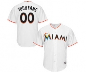 Youth Miami Marlins White Custom Cool Base Baseball Baseball Jersey