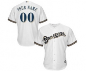 Youth Milwaukee Brewers White Custom Cool Base Baseball Baseball Jersey