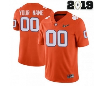 Men's Clemson Tigers Custom Name Number 2019 Patch Football Jersey Orange