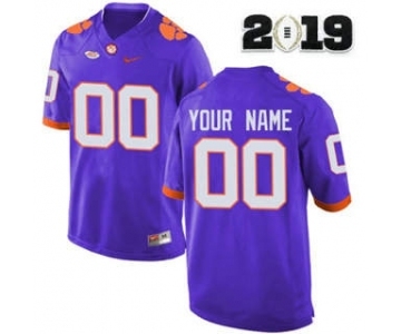 Men's Clemson Tigers Custom Name Number 2019 Patch Football Jersey Purple