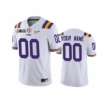 Men's LSU Tigers Custom White College Football 2020 National Championship Jersey