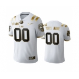 Men's LSU Tigers Custom White Gold College Football 2020 National Champions Jersey