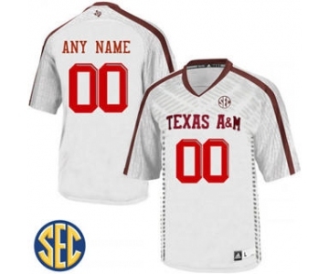 Men's Texas A&M Aggies Custom Name Number White Jersey NCAA 19-20