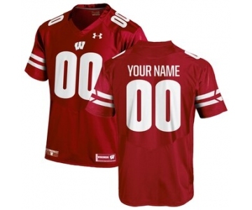 Men's Wisconsin Badgers Custom Name Number NCAA Football Jersey Red