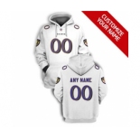 Men's Baltimore Ravens Active Player Custom 2021 White Pullover Football Hoodie