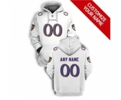 Men's Baltimore Ravens Active Player Custom 2021 White Pullover Football Hoodie