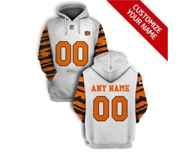 Men's Cincinnati Bengals Active Player Custom 2021 White Orange Pullover Football Hoodie