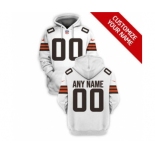 Men's Cleveland Browns Active Player Custom 2021 White Pullover Football Hoodie 2