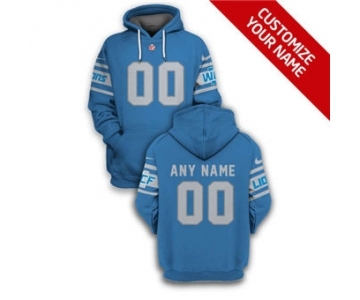 Men's Detroit Lions Active Player Custom 2021 Blue Pullover Football Hoodie