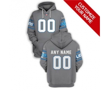 Men's Detroit Lions Active Player Custom 2021 Grey Pullover Football Hoodie 2