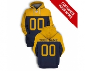 Men's Green Bay Packers Active Player Custom 2021 Navy Yellow Pullover Football Hoodie