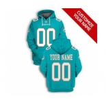 Men's Miami Dolphins Active Player Custom 2021 Aqua Pullover Football Hoodie