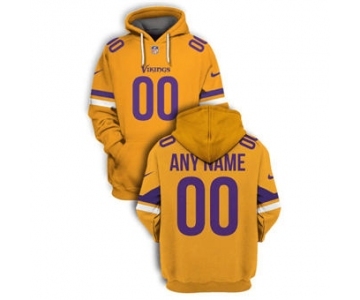 Men's Minnesota Vikings Active Player Custom 2021 Yellow Color Rush Pullover Football Hoodie