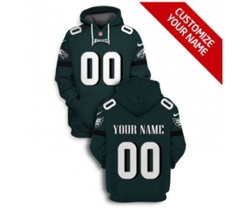 Men's Philadelphia Eagles Active Player Custom 2021 Green Pullover Football Hoodie