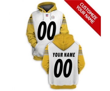 Men's Pittsburgh Steelers Active Player Custom 2021 White Pullover Football Hoodie 2