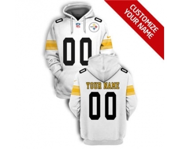 Men's Pittsburgh Steelers Active Player Custom 2021 White Pullover Football Hoodie