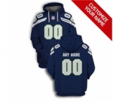 Men's Seattle Seahawks Active Player Custom 2021 Navy Pullover Football Hoodie